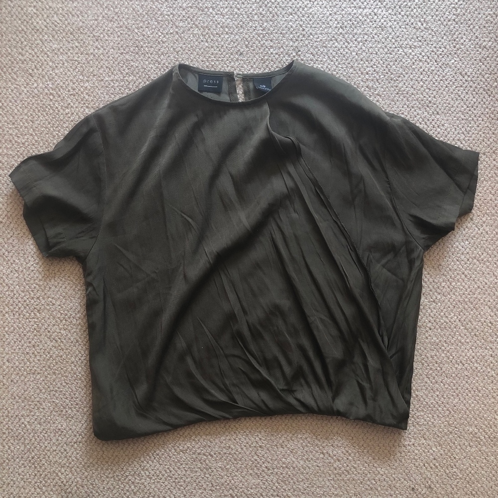 Army Green Faux Wrap T-shirt